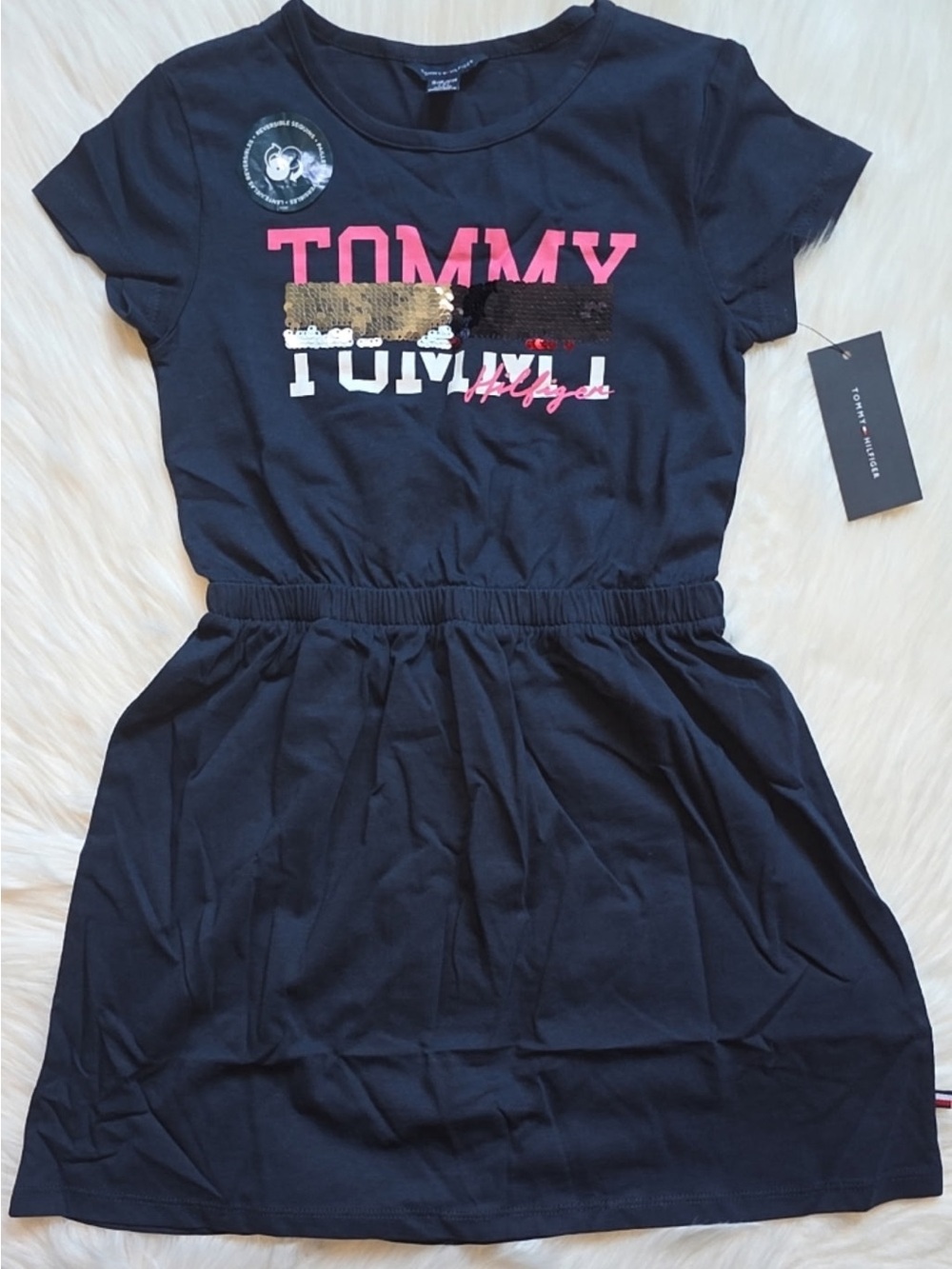 Tommy Hilfiger Black Dress with Pink and Gold Accent Sequins